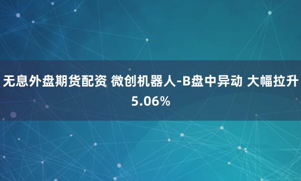 无息外盘期货配资 微创机器人-B盘中异动 大幅拉升5.06%